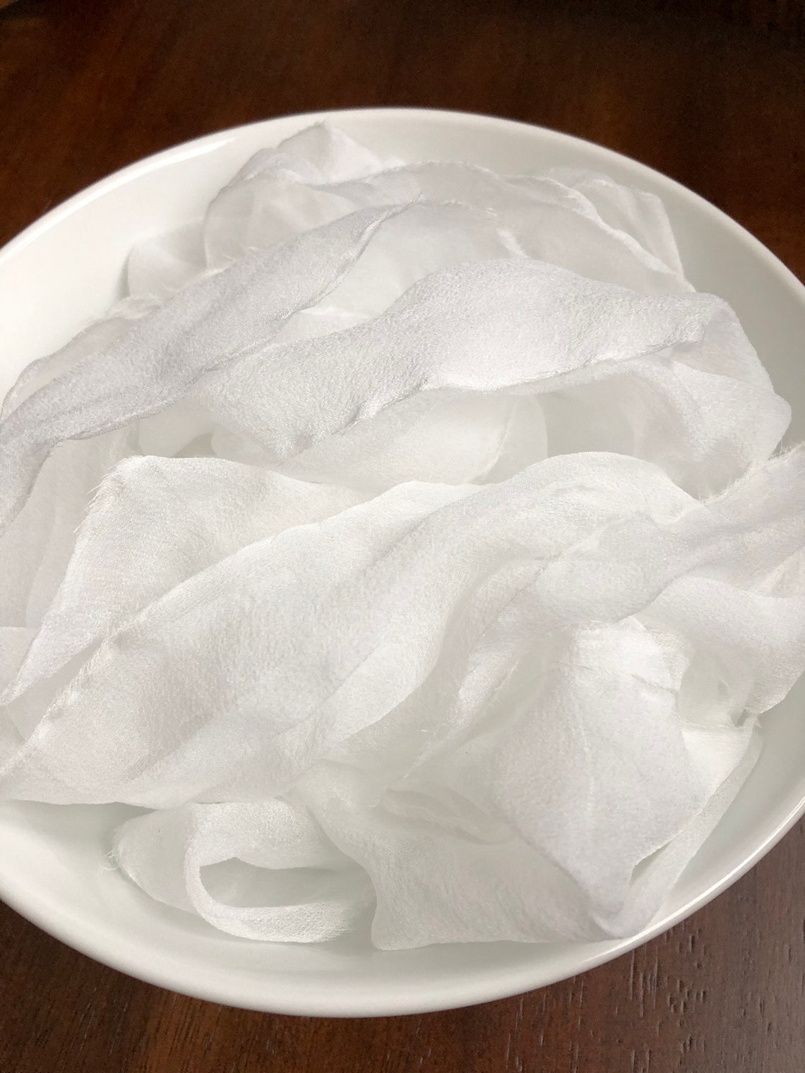 Bright White 100 Gauze silk ribbon hand frayed edge hand Etsy