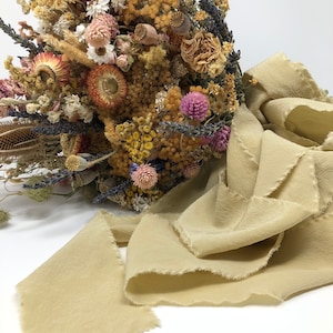 Summer Harvest Yellow --- Crepe de chine Silk Ribbon, Hand Dyed Silk Ribbon, Naturally Dyed, Plant Based Dye, Crepe de chine