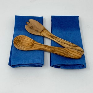 indigo linen napkin, heavy weight linen, finished edge, Set of 2 or 4