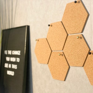 Honeycomb cork bulletin board set of 5 hexagons image 1