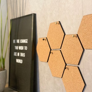 Honeycomb cork bulletin board set of 5 hexagons image 4