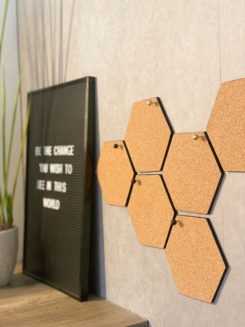 Cork Bulletin Board set of 5 Hexagons Etsy UK