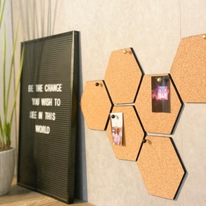 Honeycomb cork bulletin board set of 5 hexagons image 5