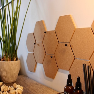 Honeycomb cork bulletin board set of 5 hexagons image 3
