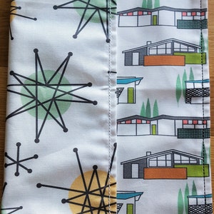 Double-sided Handkerchief | Washable Reusable | 100% Cotton Fabrics | Mid-Century Modern Architecture / Starbursts