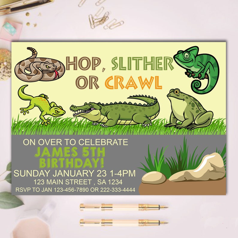 Reptile Invitation Lizard Invitation Reptile Birthday Etsy