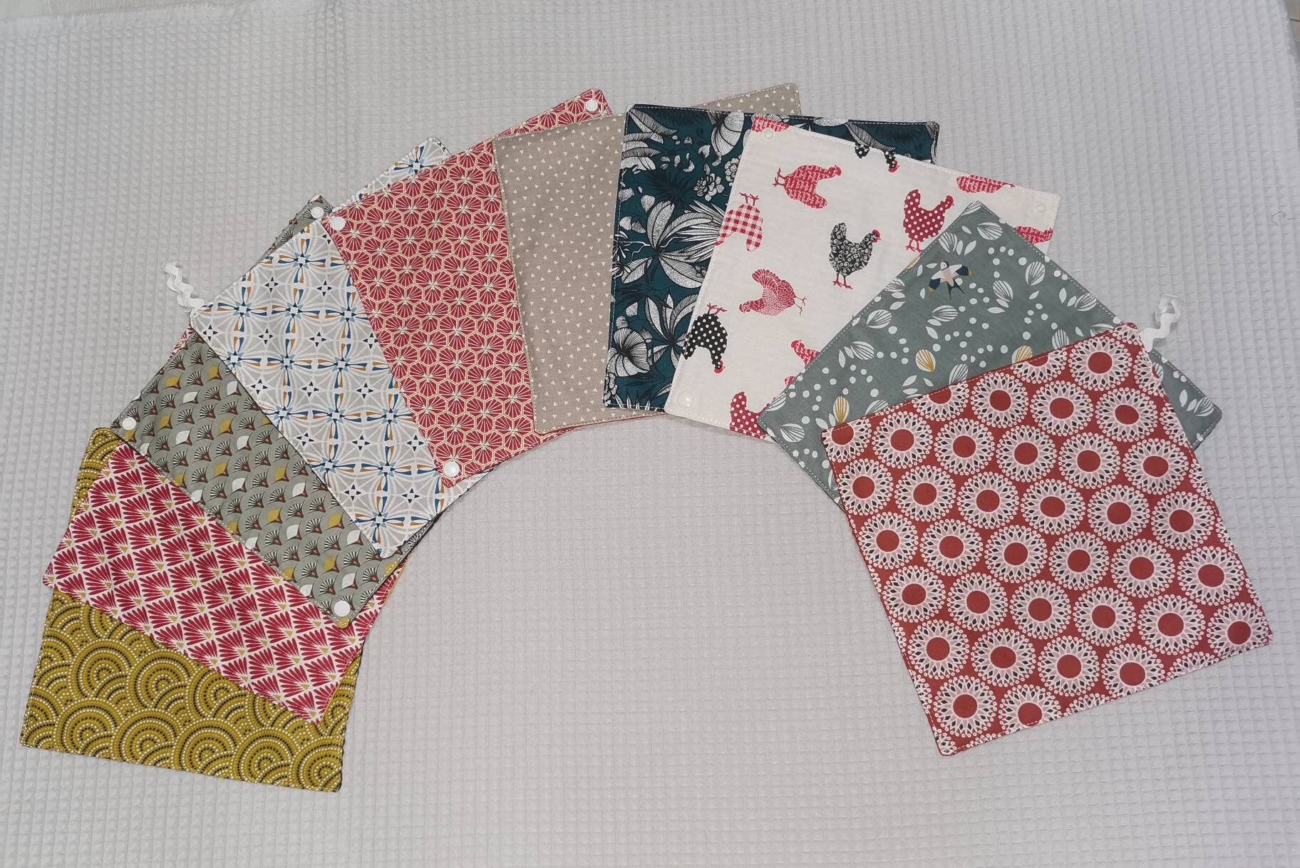 Essuie Tout en Tissu Coton Oeko Tex Lavable Réutilisable, Fabrication Artisanale, Gamme Zéro Déchets