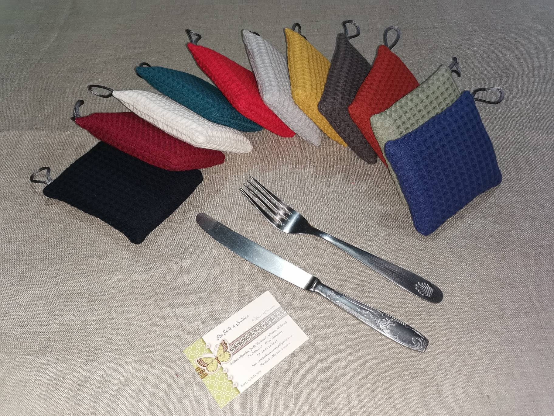 Eponge en Tissu Nid d'abeille 100 % Coton Artisanale Écologique Lavable Réutilisable Gamme Zéro Déch