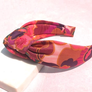 Top Knot Headband made with Liberty of London Fabric Prospect Flower Print, Autumn Floral Fabric Knotted Headband, Hair Accessories