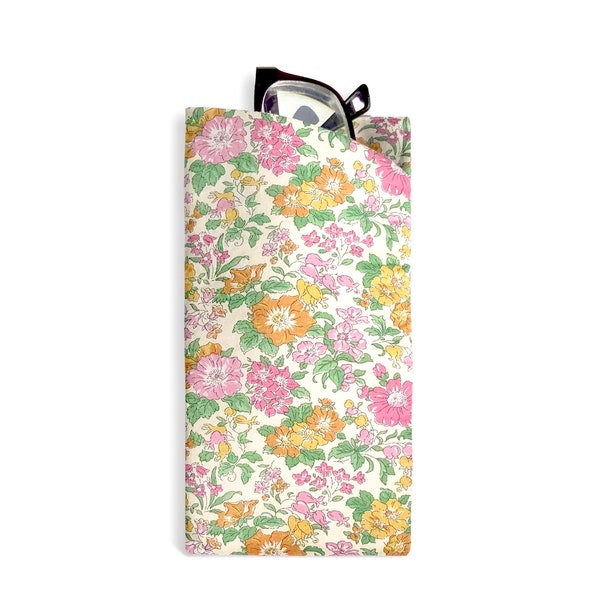 Handmade Soft Eyeglass Case with Liberty Fabric Clare Rich Pink, Tana Lawn Cotton Eyeglass Case, Liberty of London Sunglass Case for Gift