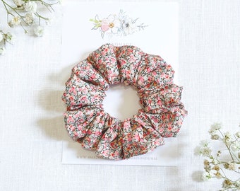 Liberty of London Scrunchies, Pepper Pink Tana Lawn Cotton, Womens Floral Hair Scrunchies, Pony Tail Holders Elastic Hair Ties for Spring