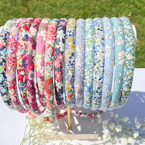 Liberty of London Alice Headband for Girls and Adults, Liberty Floral Skinny Headband for Girls, Grosgrain Ribbon Lining Headband