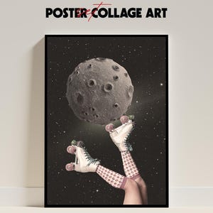 Kunstcollage-Poster-Set, Kunstdruck, surreale Retro-Collage, Sternenhimmel-Sternencollage-Bild, Poster, Wandkunst.