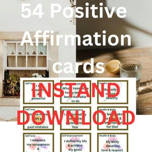 54 carte di affermazione positiva stampabili per l'amor proprio, il successo, la salute, la manifestazione e la crescita personale - Download immediato