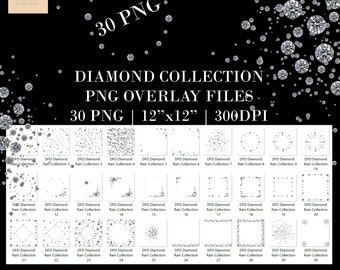 30 Diamond overlays,Diamond rain,clipart,Diamond frame,Cliparts,overlay,PNG transparent background,Diamonds,diamond frames,diamond dust PNGs