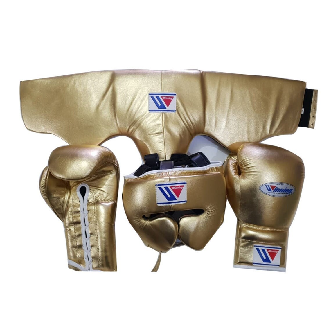 Custom Made Gold W1NN1NG Boxing Gloves Head Gear Groin Etsy