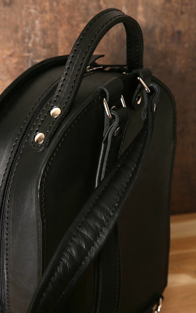 Black Leather Backpack Laptop Backpack Leather Rucksack Etsy