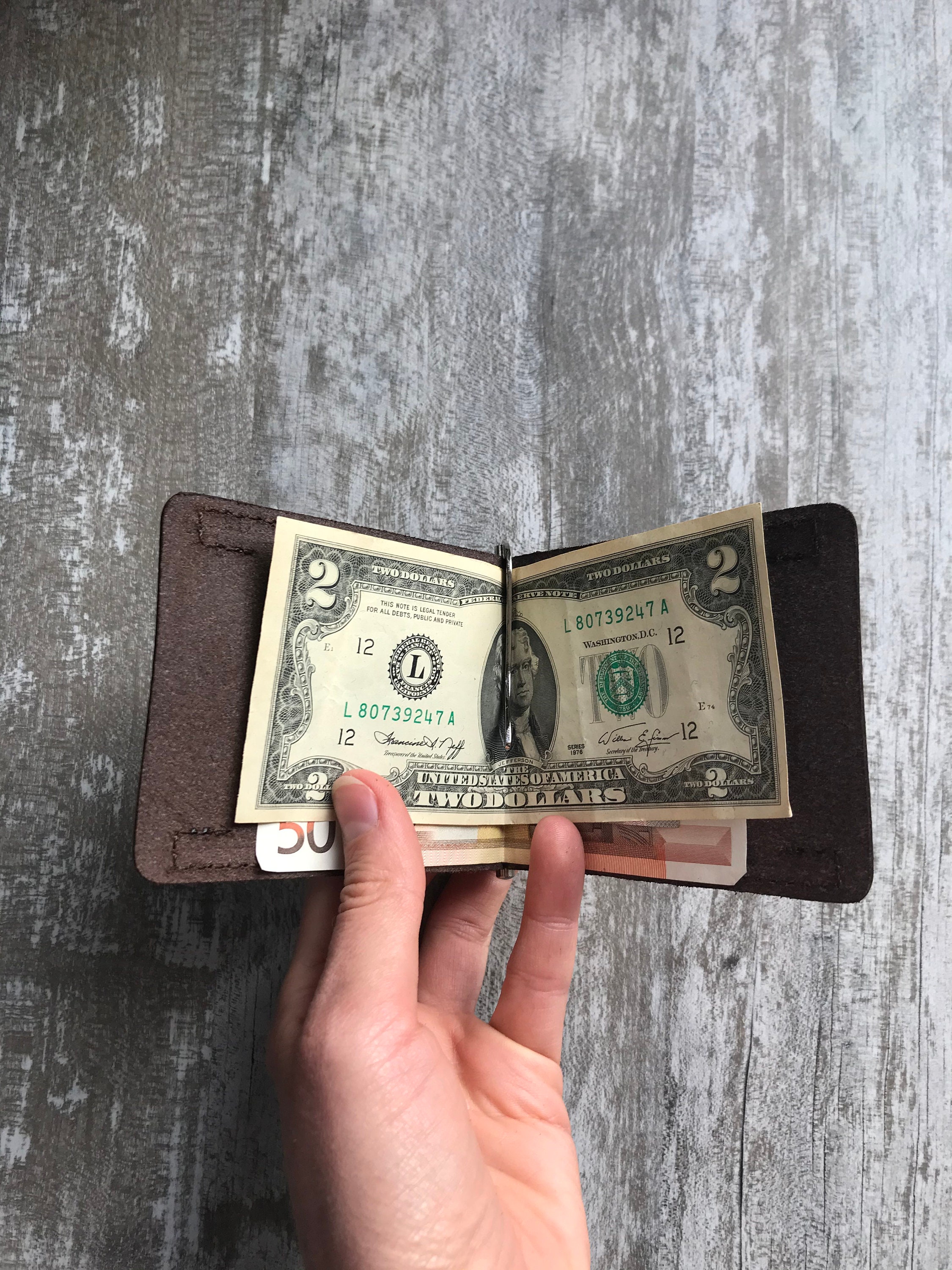 Money Clip Wallet Minimalist Leather Wallet Slim Money Clip Brown Note  Wallet Gift for Dad Birthday Gift Christmas Gift -  Canada