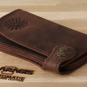 Cartera grande de piel marrón para mujer / regalo de Navidad para ella