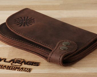 Large brown leather wallet for women  | Christmas gift for her