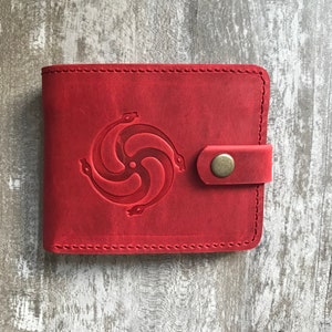 Cartera pequeña plegable de piel roja