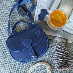 Petit sac à main en cuir bleu | Sac de voyage à bandoulière | Sac double | Sac à bandoulière | sac vintage | Sac bohème | Cadeau de Noël| Cadeau d'anniversaire femme