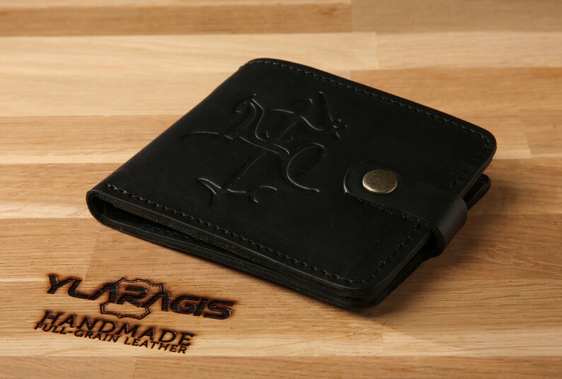 Small Leather Wallet Black Minimalist Wallet Bifold Wallet - Etsy