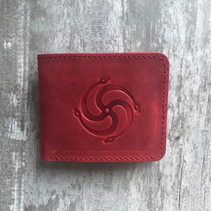Cartera pequeña de cuero rojo / Cartera de bolsillo minimalista / Cartera para tarjetas y efectivo / Cartera de viaje delgada / Regalo de cumpleaños / Regalo de Navidad