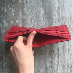 Small Red Leather Wallet | Bifold Wallet | Minimalist Pocket Wallet ...