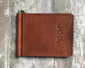 Billetera con pinza para billetes hecha a mano: porta billetes de
