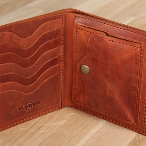 Cartera de cuero plegable de tamaño de bolsillo para hombres / regalo de Navidad
