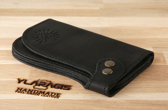 Long Black Leather Wallet Organizer for Women Christmas Gift Etsy Ireland