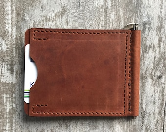 Portafoglio con fermasoldi fatto a mano Porta banconote in pelle