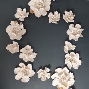 手彫り磁器の花の壁飾り：24Kゴールドのパロットチューリップセット