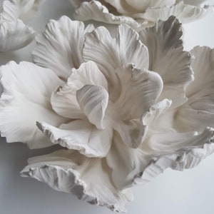 Large Porcelain Flower - hand sculpted Parrot Tulip inspired flower wall décor - table decoration