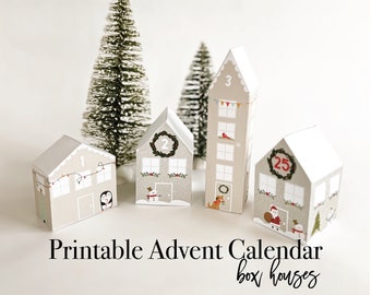 Advent Calendar Printable, Christmas Countdown, Advent Calendar, Printable Christmas Village, paper Christmas village