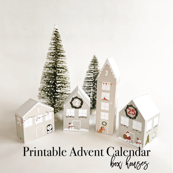 Advent Calendar Printable, Christmas Countdown, Advent Calendar, Printable Christmas Village, paper Christmas village