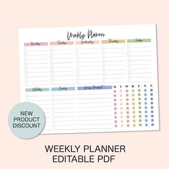 Adult Weekly Schedule Editable Weekly Schedule for Adults - Etsy