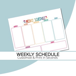 weekly schedule for kids, homeschool schedule, kids schedule, weekly schedule, weekly planner, Printable Editable Weekly Schedule,