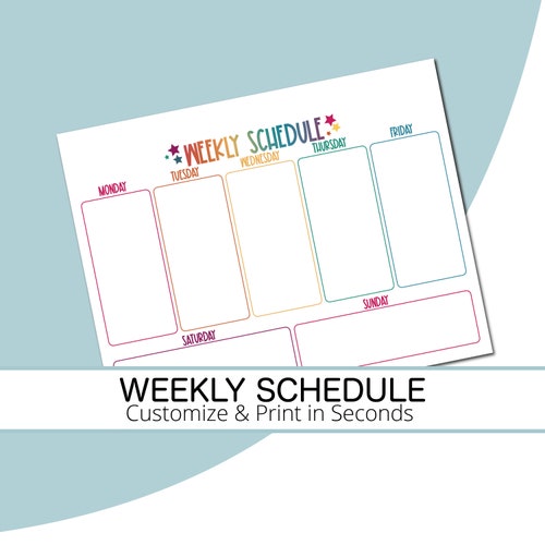Weekly Schedule for Kids Printable Homeschool Weekly - Etsy