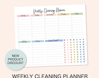 EDITABLE Cleaning Planner, EDITABLE Cleaning Checklist, WEEKLY cleaning planner, Weekly House Chores, cleaning checklist, cleaning schedule