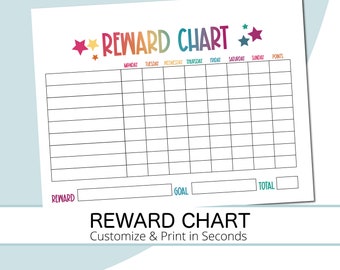 reward chart, editable goal chart, reward chart for kids, fun reward chart, printable goal chart, kids behavior chart, ticket system, chart