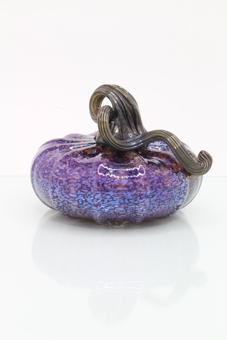 Purple Glass Pumpkin with a Silver-Blue Irridised Finish and | Etsy