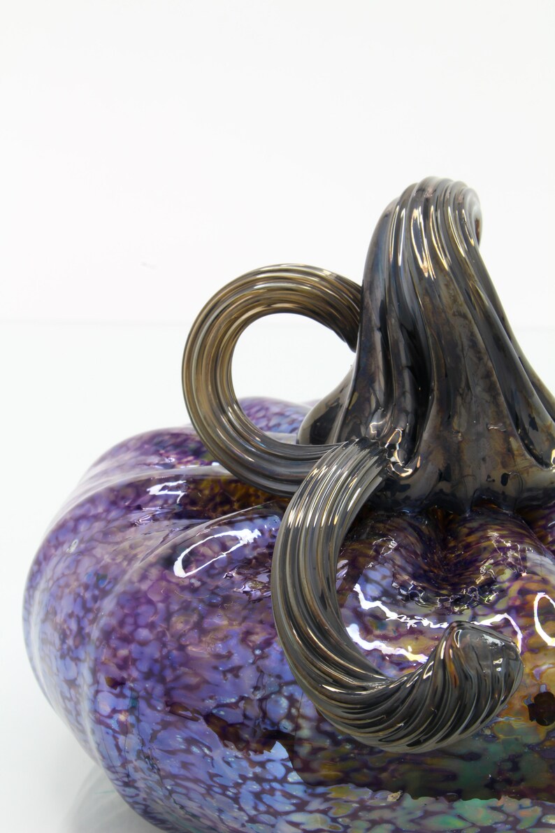 Purple Glass Pumpkin with a Silver-Blue Irridised Finish and | Etsy