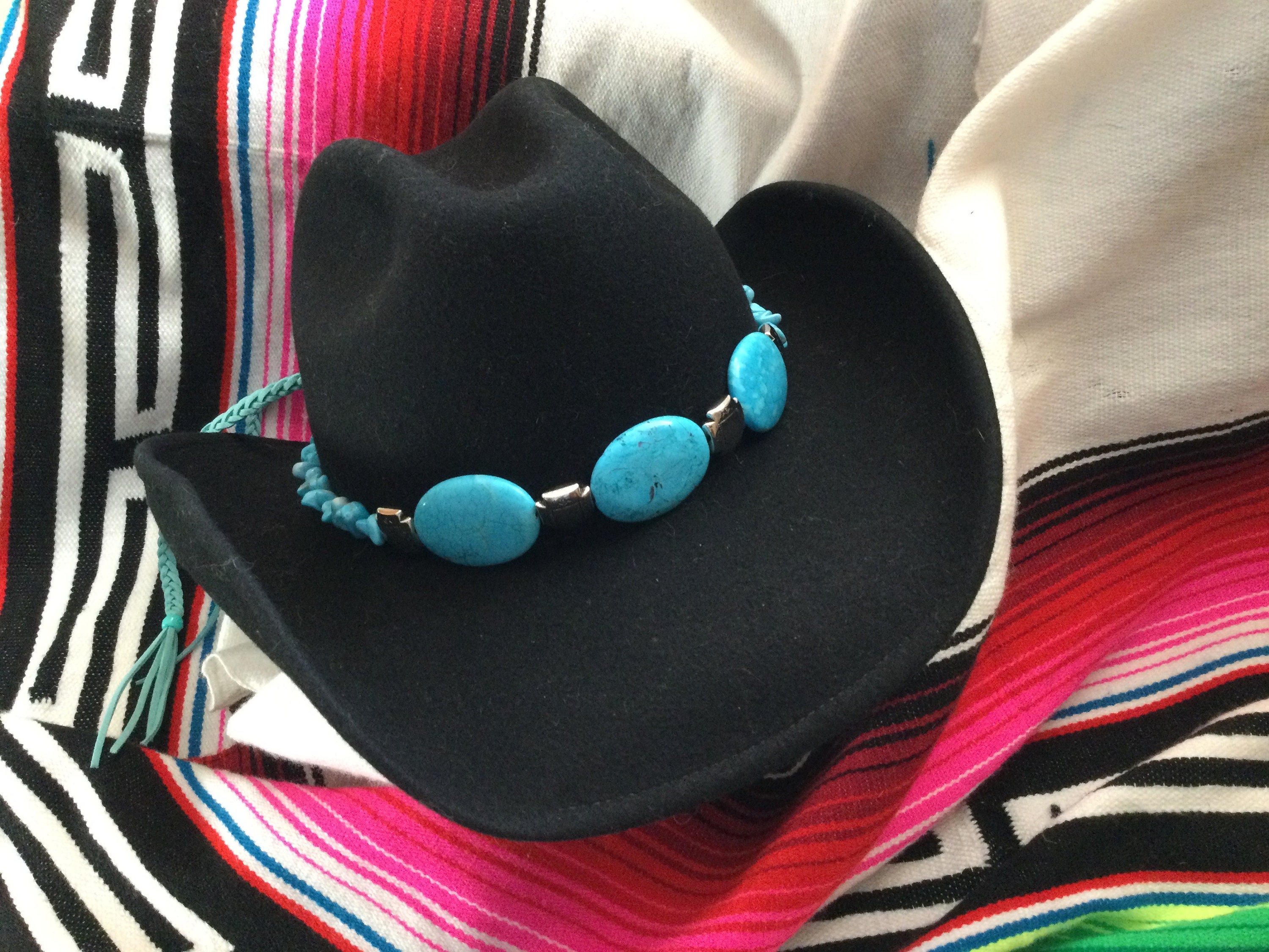 Turquoise Cowboy Hatband: Faux Leather Braided Ties - Etsy