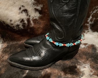 Red white and blue turquoise boot bracelet