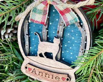 Cat Snowglobe ornament glowforge ready svg file NO PHYSICAL product 8 different cats 3 background options