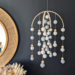 Baby mobile, musical mobile, mobile nursery, mobile, mobile for nursery, crib mobile, wooden mobile, grey and white mobile, unisex mobile