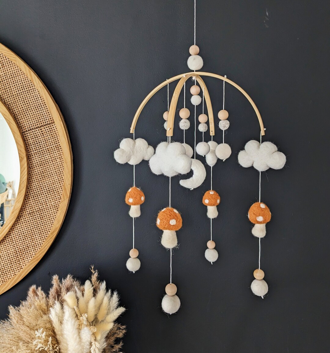 Baby Mobile Baby Mobile With Mushrooms Boho Baby Mobile Etsy
