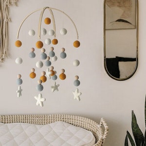 Musical baby mobile, baby mobile, mobile baby, boho nursery, boho baby mobile, crib mobile, Crib, baby, neutral baby mobile, neutralnursery